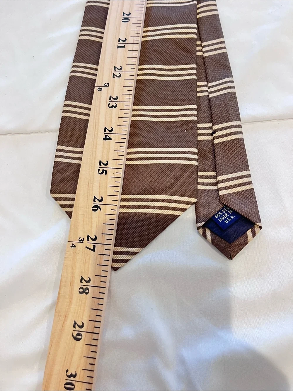 Structure Silk & Cotton Neck  Tie Striped Brown Tan Stripes NWT